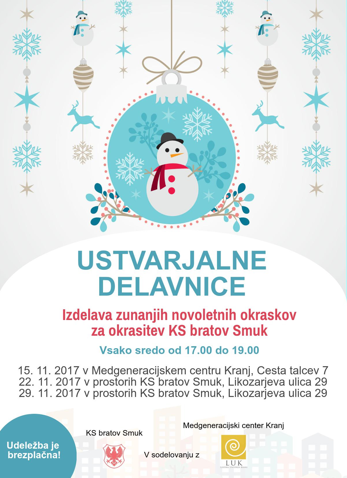 VABILO na ustvarjalne delavnice za okrasitev naše soseske KS Bratov Smuk